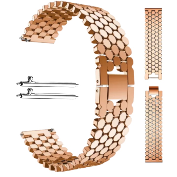 Óraszíj, okosórához, fém, 22 mm széles, kompatibilis a Samsung Galaxy Watch 46/45 mm/ Gear S3, Huawei Watch GT 2 46mm/ GT 3 46mm/ GT 2 Pro/ GT 2e/ Amazfit GTR 47mm 2/ 2 Pro/ 3 / 3 Pro / 4, Xiaomi Watch