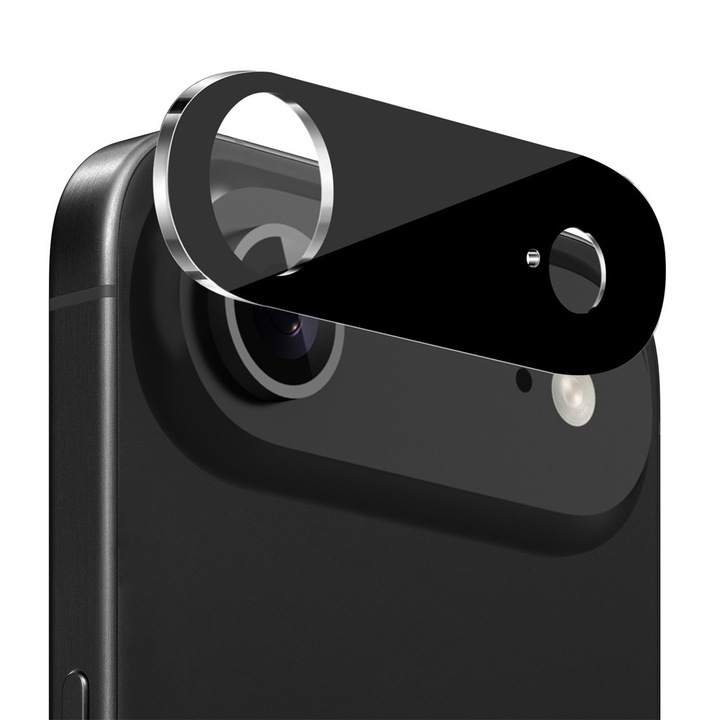 Kamera lencsevédő fólia Apple iPhone 17 Air-hez, Edzett üveg lencséhez, Kameravédelem, HD tisztaság, Erősebb tapadás, Tokbarát, Fekete