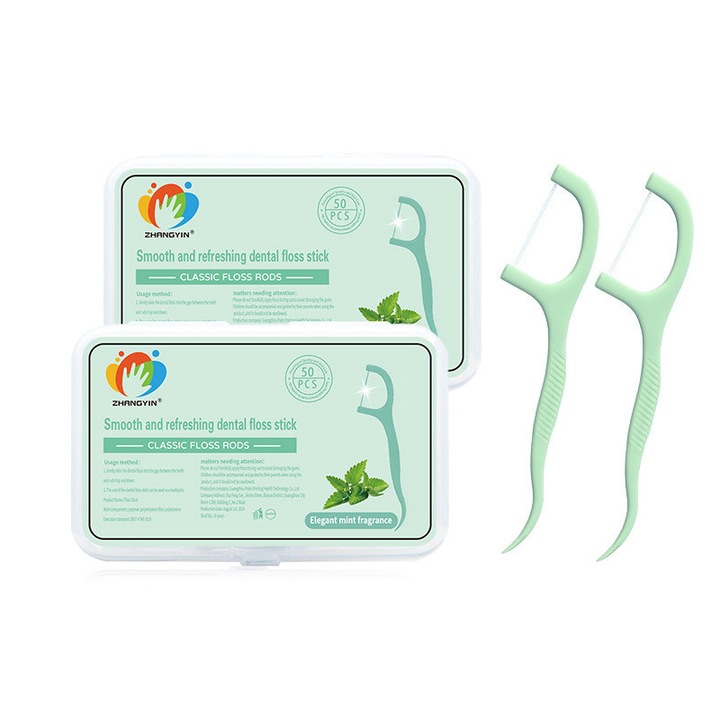 Fogselyem pálcák menta 50 db – Interdentális tisztítás, erős fogselyem, friss lehelet – Otthon, iskola, utazás – Felnőttek és gyerekek
