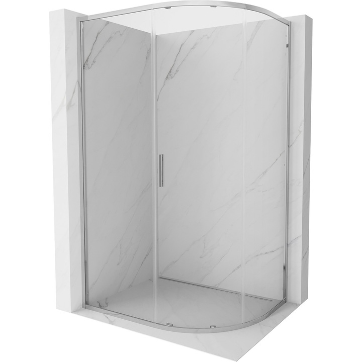 Mexen Exo cabina de dus semirotunda asimetrica glisanta 120 x 90 cm, transparent, crom - 8131-120-090-01-00
