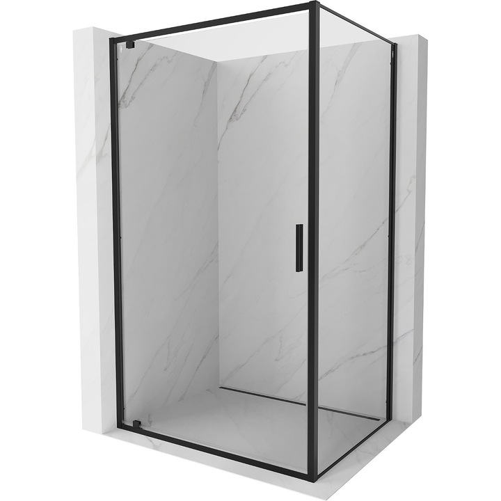 Mexen Exo cabina de dus cu usi batante 75 x 70 cm, transparent, neagra - 8181-075-070-70-00