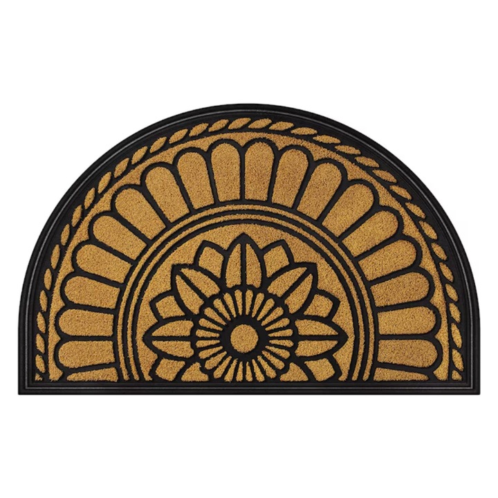 Covoras intrare, OPTIM DEKO Decor, rezistent, din cauciuc si polietilena, semicerc, 90 X 60 cm, DM 14