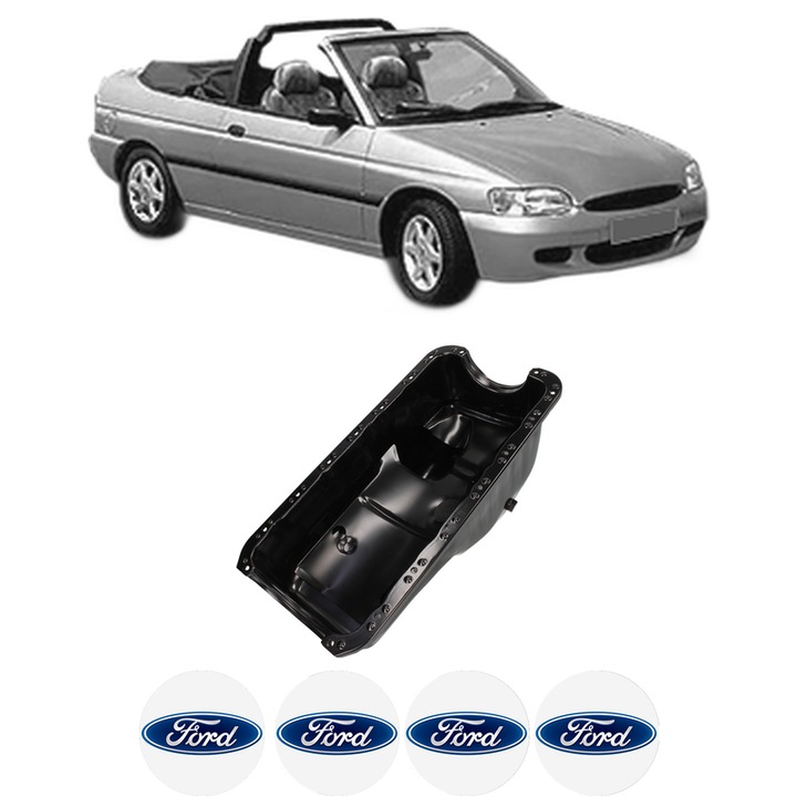 Baie ulei FORD ESCORT VI Convertible (ALL) 1.6 16V XR3i L1E, L1K din 1995-1999 KW 66 CP 90 CMC 1597, auto, material otel, 4 Stickere auto cu FORD