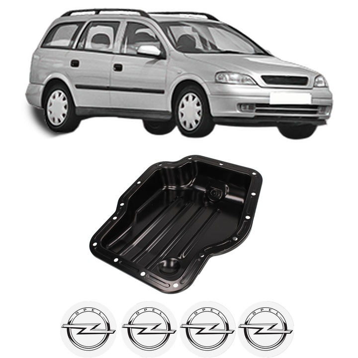 Baie ulei OPEL ASTRA G Estate (T98) 1.7 DTI 16V (F35) Y 17 DT din 2000-2004 KW 55 CP 75 CMC 1686, auto, material otel, 4 Stickere auto cu OPEL