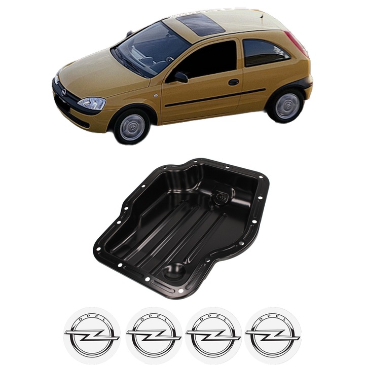 Baie ulei OPEL CORSA C (X01) 1.7 DTI (F08, F68) Y 17 DT din 2000-2009 KW 55 CP 75 CMC 1686, auto, material otel, 4 Stickere auto cu OPEL