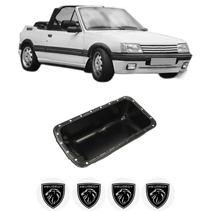 Baie ulei PEUGEOT 205 I Convertible (741B, 20D) 1.6 CJ BDY (XU5M3Z) din 1992-1994 KW 65 CP 88 CMC 1580, auto, material otel, 4 Stickere auto cu PEUGEOT