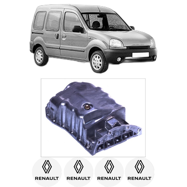 Baie ulei RENAULT KANGOO (KC0/1_) D 65 1.9 (KC0E, KC02, KC0J, KC0N) F8Q 632, F8Q 630 din 1997-2001 KW 47 CP 64 CMC 1870, auto, material aluminiu, 4 Stickere auto cu RENAULT