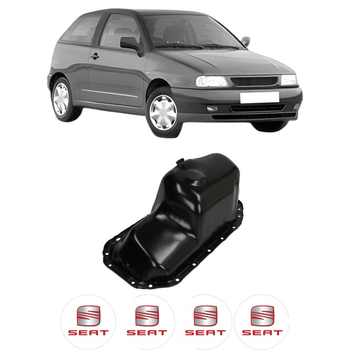 Baie ulei SEAT IBIZA II (6K1) 1.6 i AEE, ABU, ALM din 1993-2002 KW 55 CP 75 CMC 1598, auto, material otel, 4 Stickere auto cu SEAT