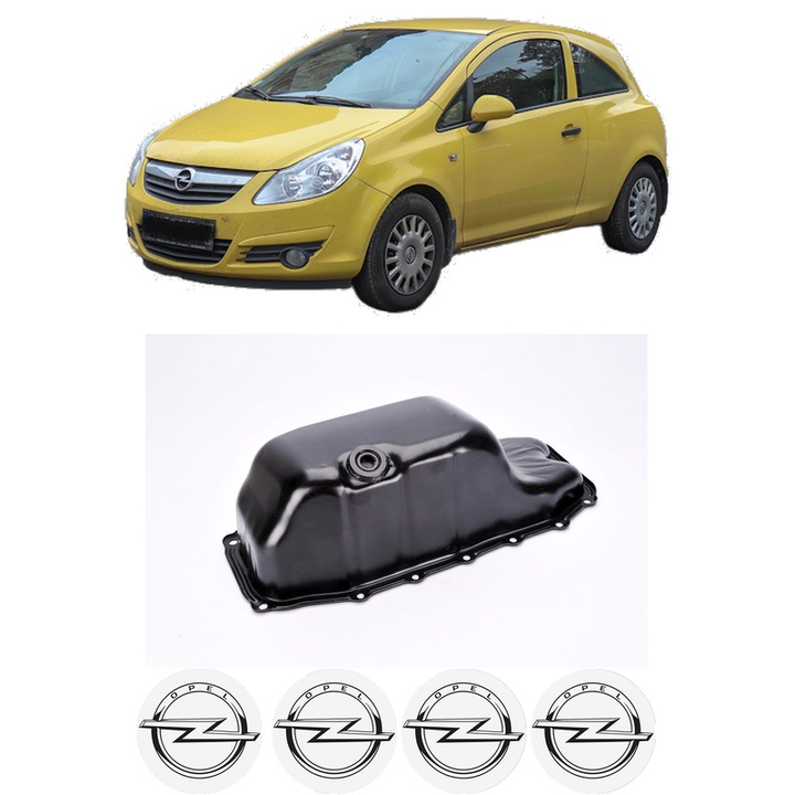 Baie ulei OPEL CORSA D Hatchback Van (S07) 1.3 CDTI (L08) Z 13 DTE, A 13 DTE, A 13 DTR din 2009-2014 KW 70 CP 95 CMC 1248, auto, material otel, 4 Stickere auto cu OPEL