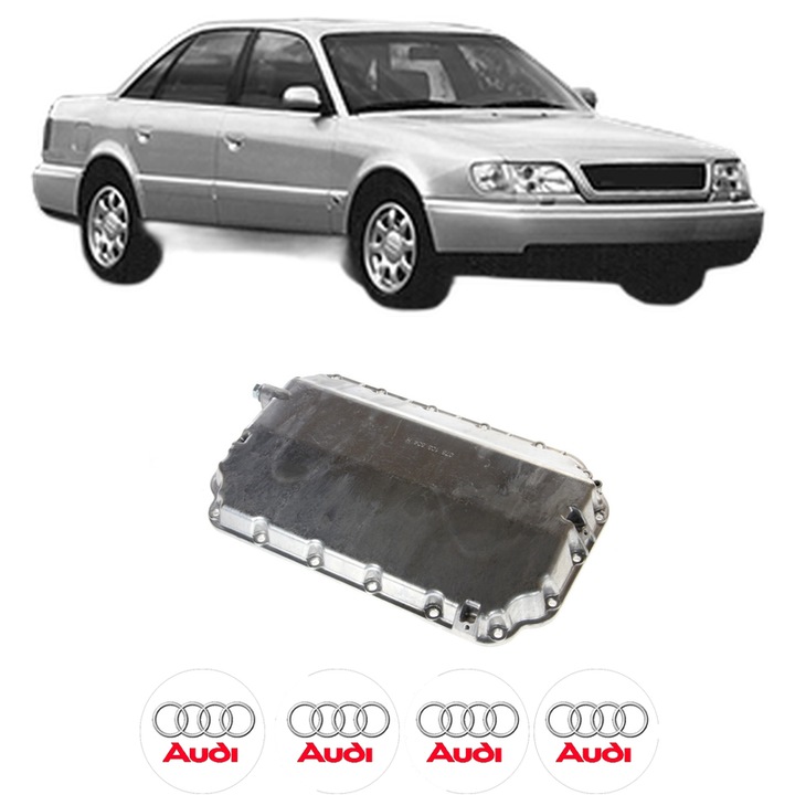 Baie ulei AUDI A6 C4 (4A2) 2.8 quattro AFC, AAH din 1994-1997 KW 128 CP 174 CMC 2771, auto, material aluminiu, 4 Stickere auto cu AUDI