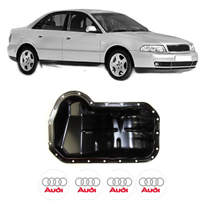 Baie ulei AUDI A4 B5 (8D2) 1.9 TDI AHU, AHH, 1Z din 1995-2000 KW 66 CP 90 CMC 1896, auto, material otel, 4 Stickere auto cu AUDI