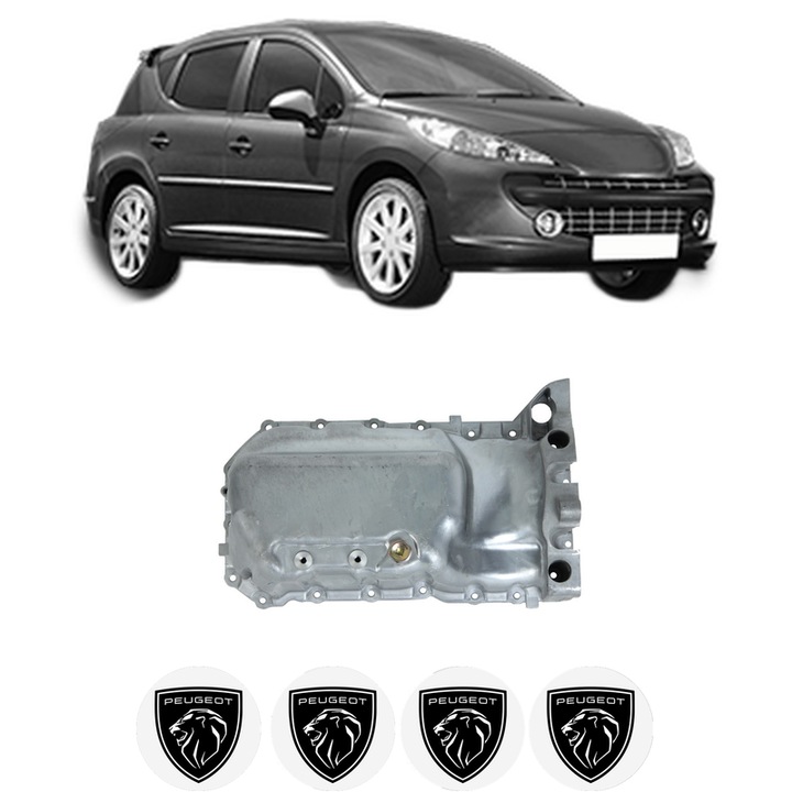 Baie ulei PEUGEOT 207 SW (WK_) 1.6 16V 5FW (EP6), EP6, 5FS (EP6C) din 2007-2013 KW 88 CP 120 CMC 1598, auto, material aluminiu, 4 Stickere auto cu PEUGEOT