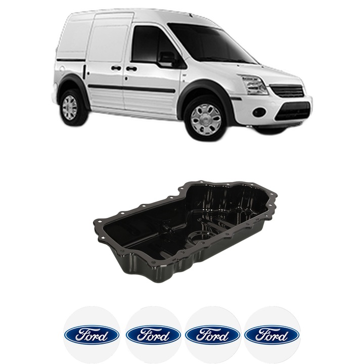Baie ulei FORD TRANSIT CONNECT (P65_, P70_, P80_) 1.8 TDCi HCPC, HCPD, HCPB, P9PA, RWPF, HCPA, P9PB, P9PC, RWPE, R3PA, P9PD din 2002-2013 KW 66 CP 90 CMC 1753, auto, material otel, 4 Stickere auto cu FORD