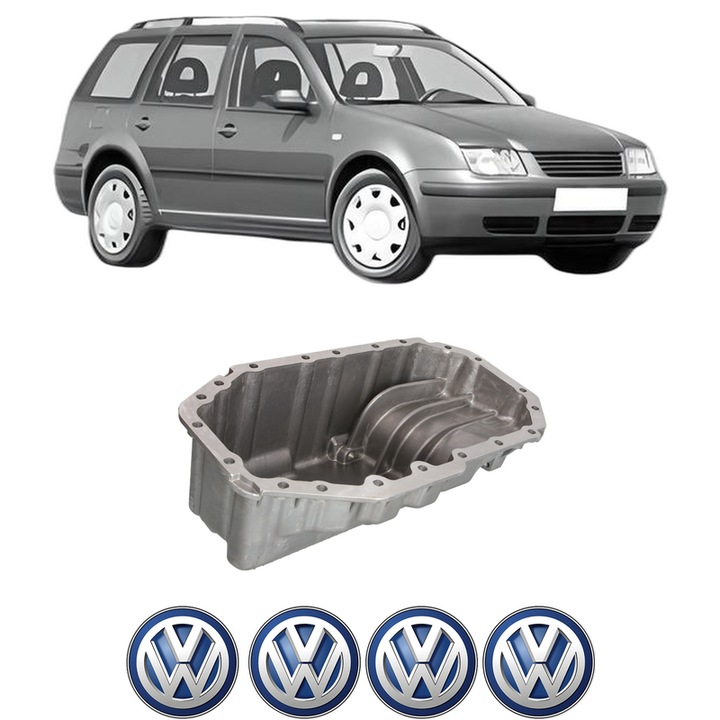 Baie ulei Volkswagen BORA Variant (1J6) 1.6 16V AUS, BCB, AZD, ATN din 2000-2005 KW 77 CP 105 CMC 1598, auto, material aluminiu, 4 Stickere auto cu Volkswagen