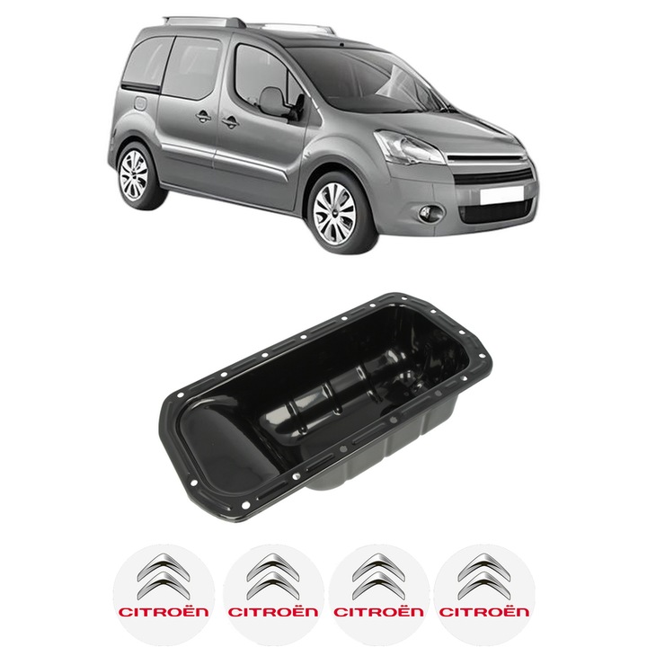 Baie ulei CITROEN BERLINGO MULTISPACE (B9) 1.6 HDi 90 9HX (DV6ATED4), 9HV (DV6TED4B) din 2008 KW 66 CP 90 CMC 1560, auto, material otel, 4 Stickere auto cu CITROEN