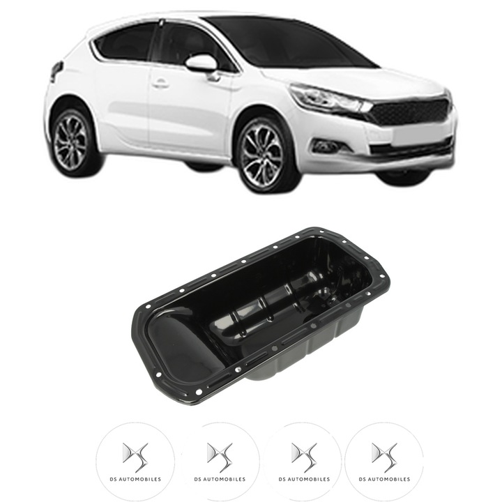 Baie ulei DS DS 4 / DS 4 CROSSBACK (NX_) 1.6 BlueHDi 120 BHZ (DV6FC) din 2015-2018 KW 88 CP 120 CMC 1560, auto, material otel, 4 Stickere auto cu DS