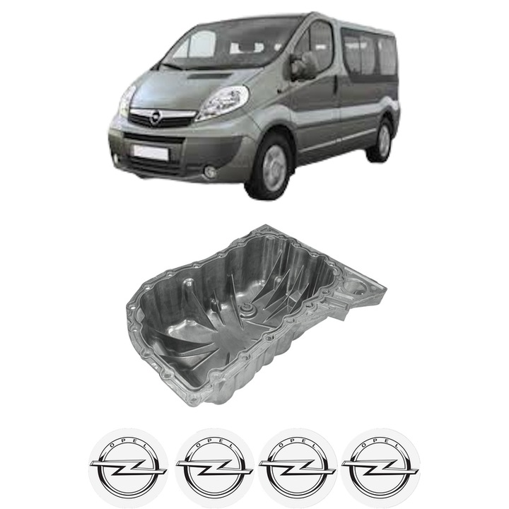 Baie ulei OPEL VIVARO A Bus (X83) 1.9 DI (F7, J7, A07) F9Q 762 din 2001-2006 KW 60 CP 80 CMC 1870, auto, material aluminiu, 4 Stickere auto cu OPEL