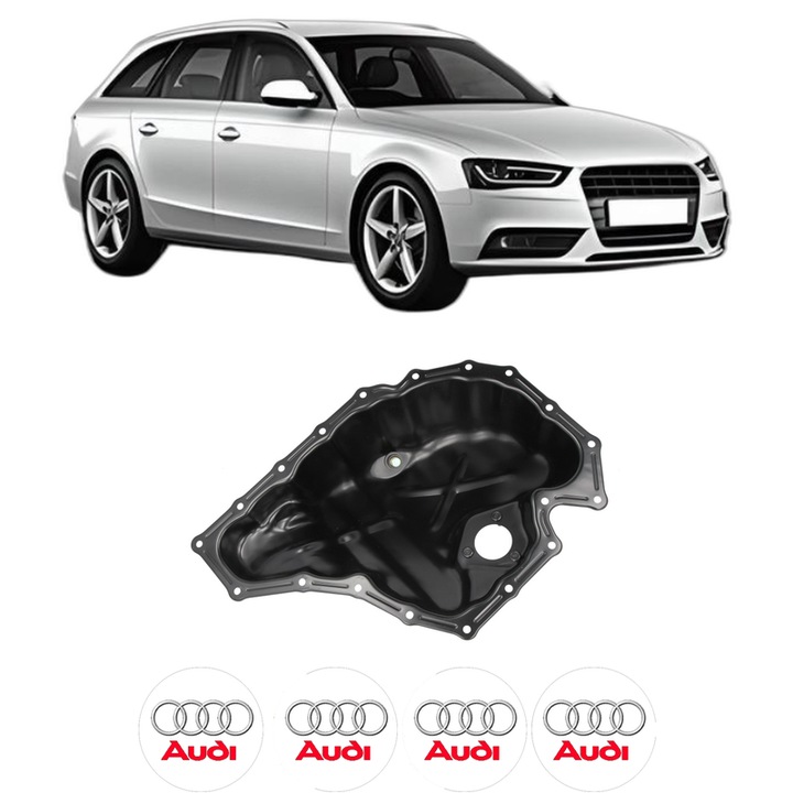 Baie ulei AUDI A4 B8 Avant (8K5) 2.0 TFSI CDNC, CAEB din 2008-2013 KW 155 CP 211 CMC 1984, auto, material otel, 4 Stickere auto cu AUDI