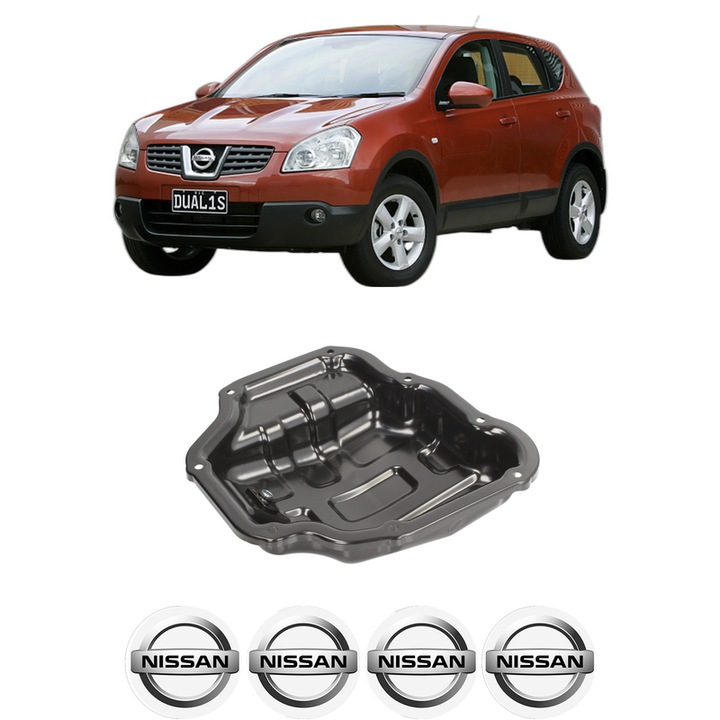 Baie ulei NISSAN QASHQAI I (J10, NJ10) 1.6 LPG HR16DE din 2010-2013 KW 86 CP 117 CMC 1598, auto, material otel, 4 Stickere auto cu NISSAN