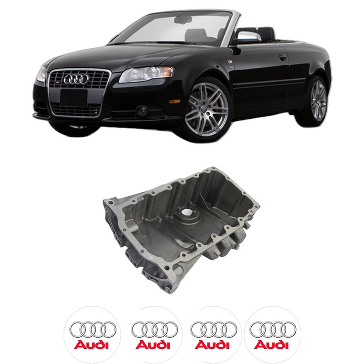 Baie ulei AUDI A4 B7 Convertible (8HE) 2.0 TDI BRC din 2006-2009 KW 100 CP 136 CMC 1968, auto, material aluminiu, 4 Stickere auto cu AUDI