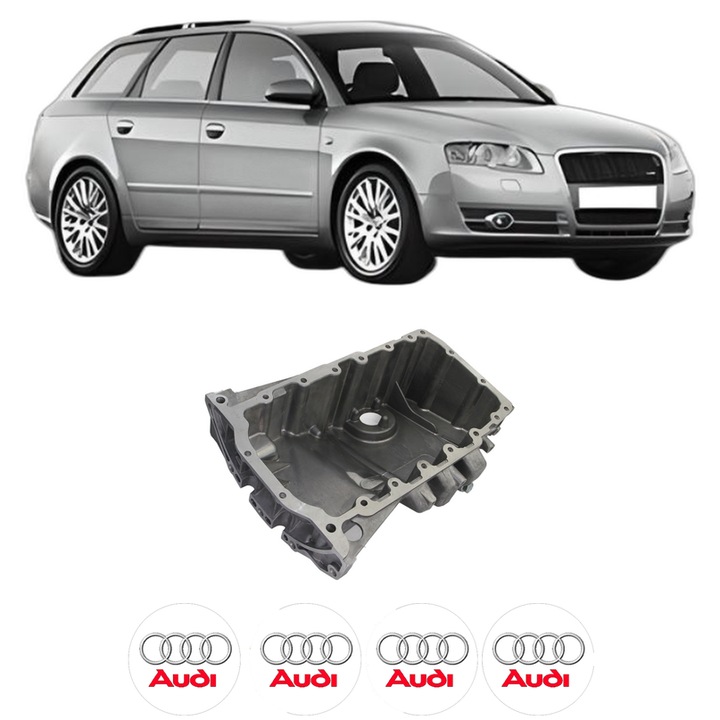 Baie ulei AUDI A4 B7 Avant (8ED) 1.9 TDI BRB, BKE din 2004-2008 KW 85 CP 116 CMC 1896, auto, material aluminiu, 4 Stickere auto cu AUDI