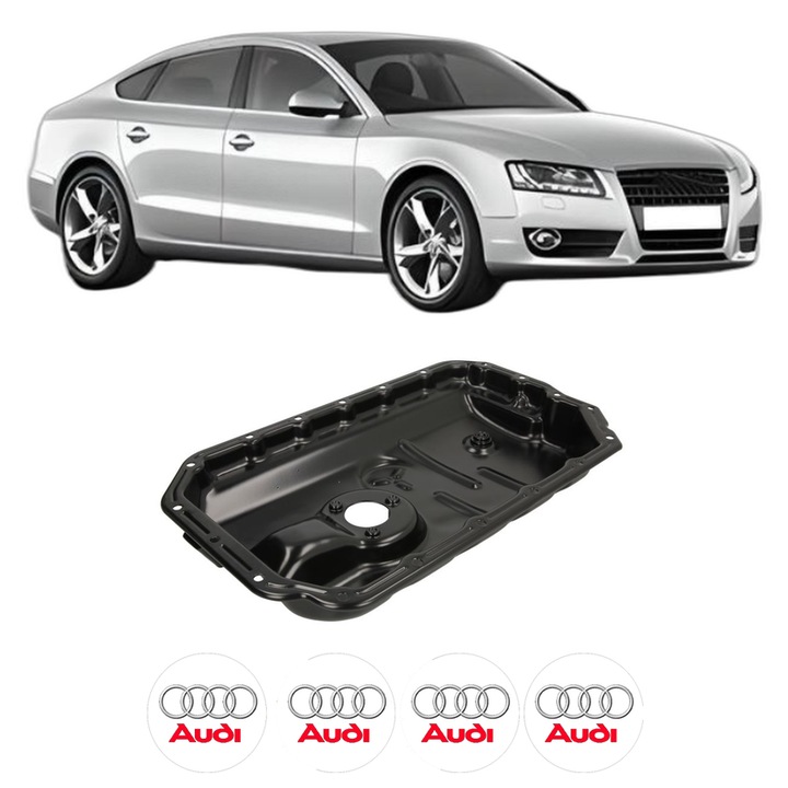 Baie ulei AUDI A5 Sportback (8TA) 3.0 TFSI quattro CRED, CMUA, CHMB din 2011-2017 KW 200 CP 272 CMC 2995, auto, material otel, 4 Stickere auto cu AUDI