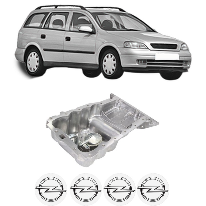 Baie ulei OPEL ASTRA G Estate (T98) 1.4 16V (F35) X 14 XE, Z 14 XE din 1998-2004 KW 66 CP 90 CMC 1389, auto, material aluminiu, 4 Stickere auto cu OPEL