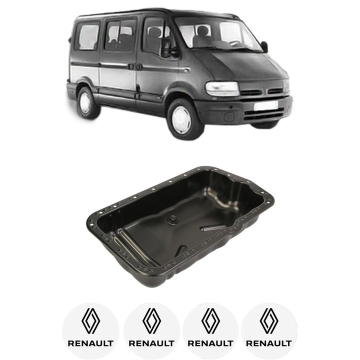 Baie ulei RENAULT MASTER II Bus (JD) 2.5 dCi 120 (JD0M, JD1M, JD1W) G9U 720, G9U 750, G9U 754, G9U 724 din 2001-2006 KW 84 CP 115 CMC 2463, auto, material otel, 4 Stickere auto cu RENAULT