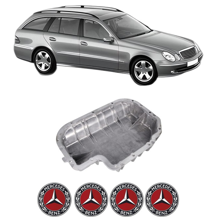 Baie ulei MERCEDES-BENZ E-CLASS T-Model (S211) E 500 T (211.270) M 113.967 din 2003-2009 KW 225 CP 306 CMC 4966, auto, material aluminiu, 4 Stickere auto cu MERCEDES-BENZ