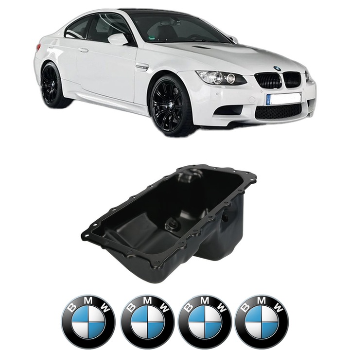 Baie ulei BMW Seria 3 Coupe (E92) 320 i N46 B20 B din 2007-2013 KW 115 CP 156 CMC 1995, auto, material otel, 4 Stickere auto cu BMW Seria
