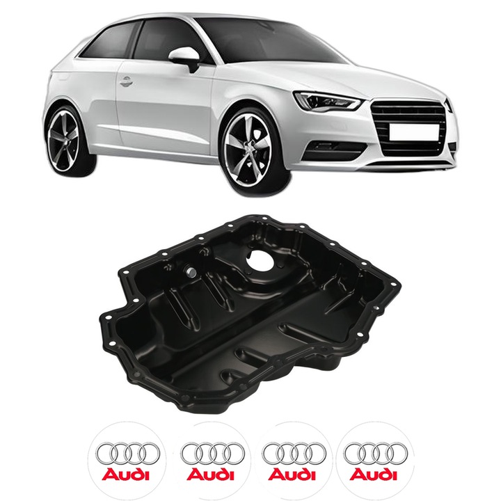 Baie ulei AUDI A3 (8V1, 8VK) 1.4 TFSI CMBA, CXSA din 2012-2014 KW 90 CP 122 CMC 1395, auto, material otel, 4 Stickere auto cu AUDI