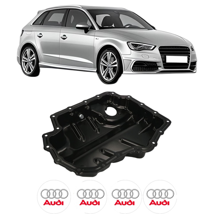 Baie ulei AUDI A3 Sportback (8VA, 8VF) 1.4 TFSI CMBA, CXSA din 2012-2020 KW 90 CP 122 CMC 1395, auto, material otel, 4 Stickere auto cu AUDI