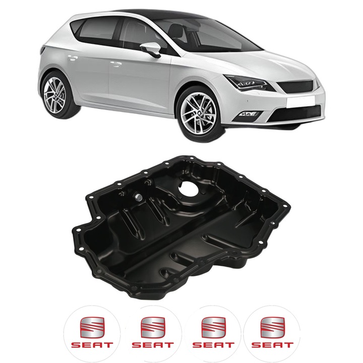 Baie ulei SEAT LEON (5F1) 1.4 TSI CMBA, CXSA din 2012-2016 KW 90 CP 122 CMC 1395, auto, material otel, 4 Stickere auto cu SEAT