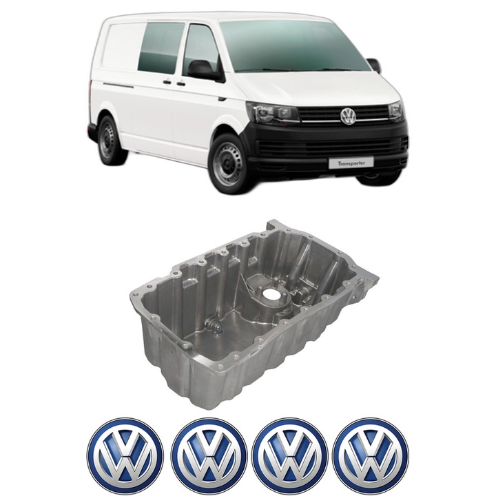 Baie ulei Volkswagen TRANSPORTER T6 / CARAVELLE T6 Bus (SGB, SGJ, SHB, SHJ) 2.0 TDI 4motion CAAC din 2015-2019 KW 103 CP 140 CMC 1968, auto, material aluminiu, 4 Stickere auto cu Volkswagen