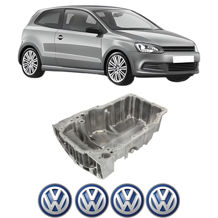 Baie ulei Volkswagen POLO V (6R1, 6C1) 1.2 TSI 16V CJZC din 2014-2017 KW 66 CP 90 CMC 1197, auto, material aluminiu, 4 Stickere auto cu Volkswagen
