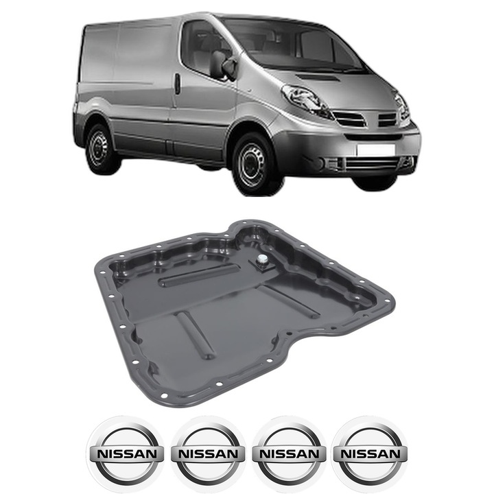 Baie ulei NISSAN PRIMASTAR Van (X83) 2.0 dCi 90 M9R 786, M9R 692, M9R 782, M9R 630 din 2006 KW 66 CP 90 CMC 1995, auto, material metal, 4 Stickere auto cu NISSAN