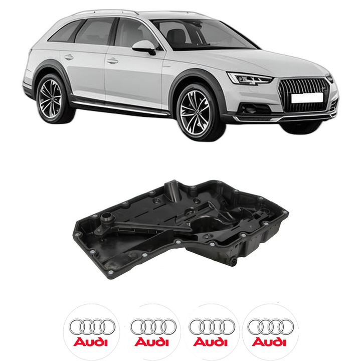 Baie ulei AUDI A4 Allroad B9 (8WH, 8WJ) 2.0 TFSI Mild Hybrid quattro DDWA din 2018-2019 KW 185 CP 252 CMC 1984, auto, material plastic, PA (Poliamida), 4 Stickere auto cu AUDI