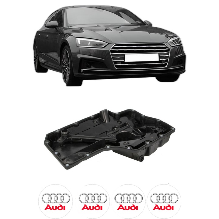 Baie ulei AUDI A5 (F53, F5P) 35 TFSI Mild Hybrid DLVB, DMSB din 2019 KW 110 CP 150 CMC 1984, auto, material plastic, PA (Poliamida), 4 Stickere auto cu AUDI