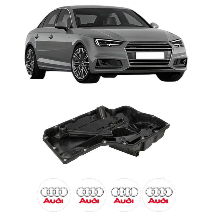 Baie ulei AUDI A4 B9 (8W2, 8WC) 2.0 TFSI Mild Hybrid DDWA din 2017-2019 KW 185 CP 252 CMC 1984, auto, material plastic, PA (Poliamida), 4 Stickere auto cu AUDI
