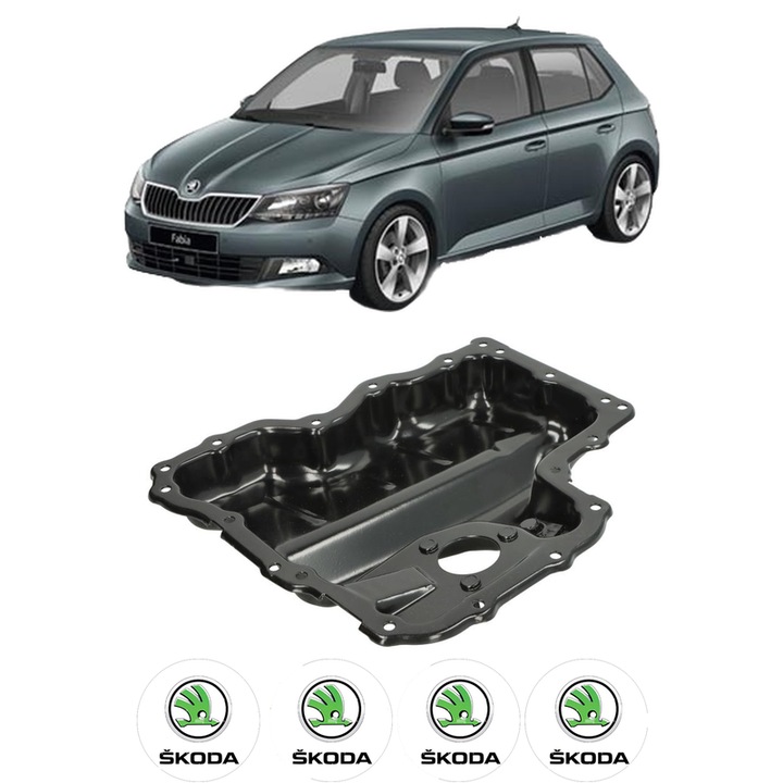 Baie ulei SKODA FABIA III (NJ3) 1.4 TDI CUSB din 2014-2021 KW 66 CP 90 CMC 1422, auto, material otel, 4 Stickere auto cu SKODA