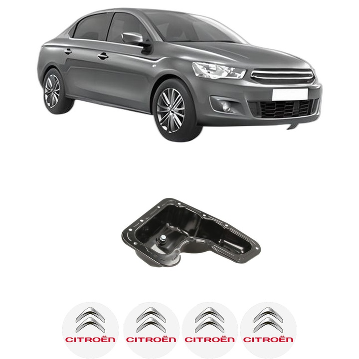 Baie ulei CITROEN C-ELYSEE (DD_) 1.2 VTi 72 (DDHMY0) HMY (EB2M) din 2012-2017 KW 53 CP 72 CMC 1199, auto, material otel, 4 Stickere auto cu CITROEN
