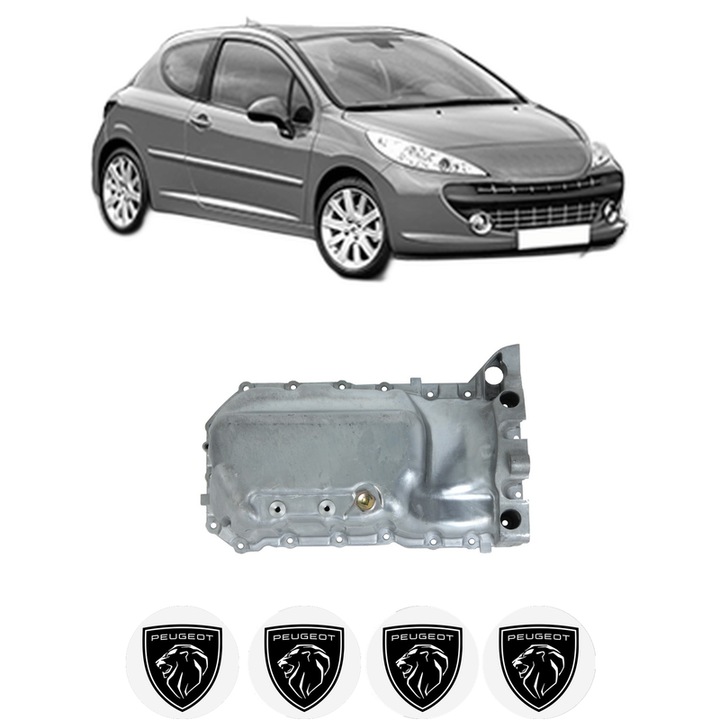 Baie ulei PEUGEOT 207 (WA_, WC_) 1.6 N6A (TU5JP4) din 2008-2013 KW 81 CP 110 CMC 1587, auto, material aluminiu, 4 Stickere auto cu PEUGEOT