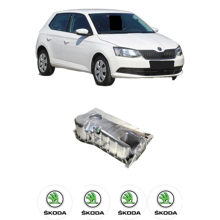 Baie ulei SKODA FABIA III Praktik (NJ5) 1.4 TDI CUSB din 2014-2022 KW 66 CP 90 CMC 1422, auto, material aluminiu, 4 Stickere auto cu SKODA
