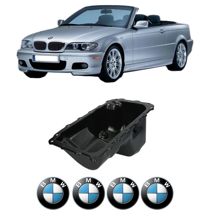 Baie ulei BMW Seria 3 Convertible (E93) 320 i N46 B20 B, N46 B20 E din 2007-2013 KW 115 CP 156 CMC 1995, auto, material otel, 4 Stickere auto cu BMW Seria