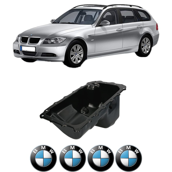 Baie ulei BMW Seria 3 Touring (E91) 320 i N46 B20 C, N46 B20 B din 2005-2012 KW 110 CP 150 CMC 1995, auto, material otel, 4 Stickere auto cu BMW Seria