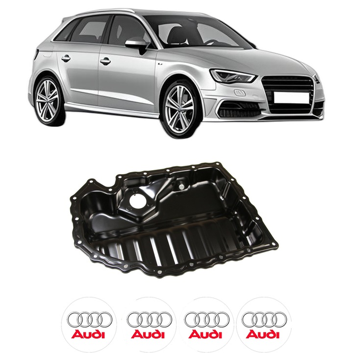 Baie ulei AUDI A3 Sportback (8VA, 8VF) 1.8 TFSI quattro CJSB din 2013-2016 KW 132 CP 180 CMC 1798, auto, material otel, 4 Stickere auto cu AUDI