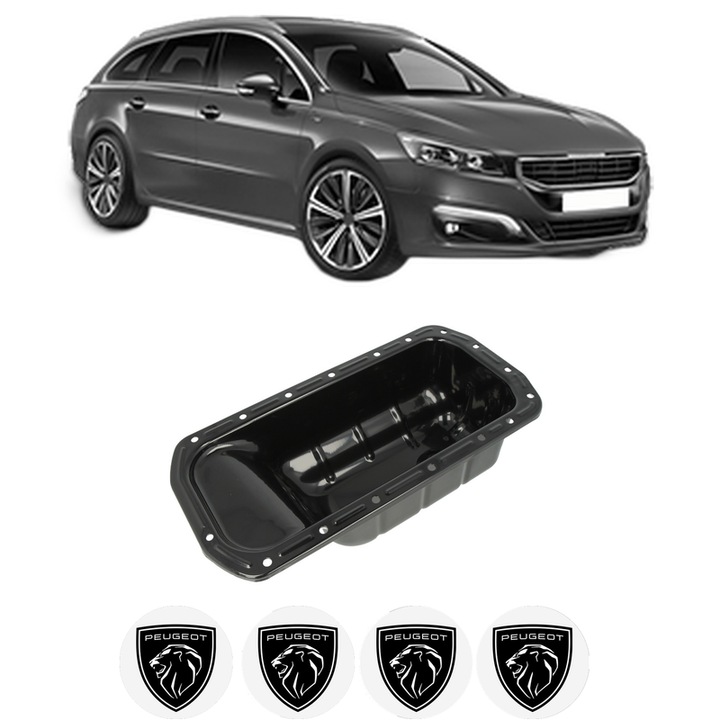 Baie ulei PEUGEOT 508 SW I (8E_) 1.6 BlueHDi 120 BHZ (DV6FC) din 2014-2018 KW 88 CP 120 CMC 1560, auto, material otel, 4 Stickere auto cu PEUGEOT
