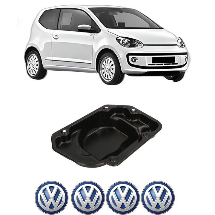 Baie ulei Volkswagen UP! (121, 122, BL1, BL2, BL3, 123) 1.0 TSI DKLC, CHZA din 2016-2019 KW 66 CP 90 CMC 999, auto, material otel, 4 Stickere auto cu Volkswagen