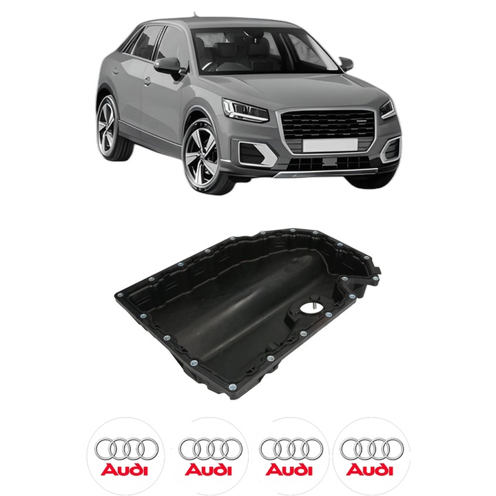 Baie ulei AUDI Q2 (GAB, GAG) 2.0 TFSI quattro CZPB, DKZA din 2017 KW 140 CP 190 CMC 1984, auto, material plastic, 4 Stickere auto cu AUDI