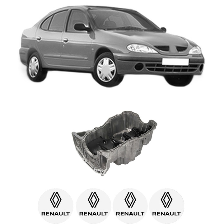 Baie ulei RENAULT MEGANE I Classic (LA0/1_) 1.6 16V K4M 706 din 1999-2008 KW 73 CP 99 CMC 1598, auto, material aluminiu, 4 Stickere auto cu RENAULT